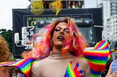 Rio de Janeiro (RJ) Brazil19 / 11 / 2013 - 28. LGBTI + Rio Onur Yürüyüşü bu Pazar (19), Rio de Janeiro 'nun Güney Bölgesi Copacabana' da gerçekleşti.. 