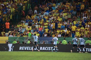 Rio de Janeiro (RJ), Brezilya 11 / 21 / 2023 - Nicolas Otamendi Arjantin adına sayı yaptı ve Brezilya ile Arjantin arasında oynanan ve Maracana Stadyumu 'nda düzenlenen 2026 Dünya Kupası elemeleri için geçerli olan maçı kutladı.