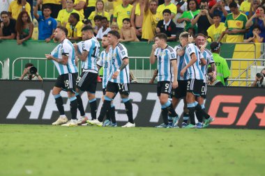 Rio de Janeiro (RJ), Brezilya 11 / 21 / 2023 - Nicolas Otamendi Arjantin adına sayı yaptı ve Brezilya ile Arjantin arasında oynanan ve Maracana Stadyumu 'nda düzenlenen 2026 Dünya Kupası elemeleri için geçerli olan maçı kutladı.