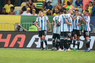 Rio de Janeiro (RJ), Brezilya 11 / 21 / 2023 - Nicolas Otamendi Arjantin adına sayı yaptı ve Brezilya ile Arjantin arasında oynanan ve Maracana Stadyumu 'nda düzenlenen 2026 Dünya Kupası elemeleri için geçerli olan maçı kutladı.