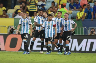 Rio de Janeiro (RJ), Brezilya 11 / 21 / 2023 - Nicolas Otamendi Arjantin adına sayı yaptı ve Brezilya ile Arjantin arasında oynanan ve Maracana Stadyumu 'nda düzenlenen 2026 Dünya Kupası elemeleri için geçerli olan maçı kutladı.