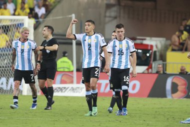 Rio de Janeiro (RJ), Brezilya 11 / 21 / 2023 - Nicolas Otamendi Arjantin adına sayı yaptı ve Brezilya ile Arjantin arasında oynanan ve Maracana Stadyumu 'nda düzenlenen 2026 Dünya Kupası elemeleri için geçerli olan maçı kutladı.
