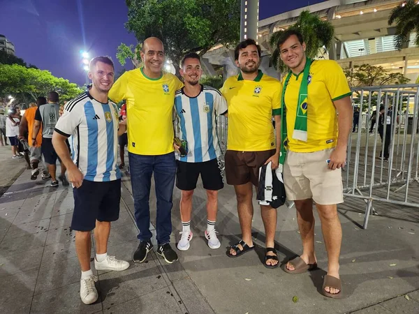 Rio Janeiro Brasile 2023 Movimento Dei Tifosi Brasiliani Argentini Prima — Foto Stock