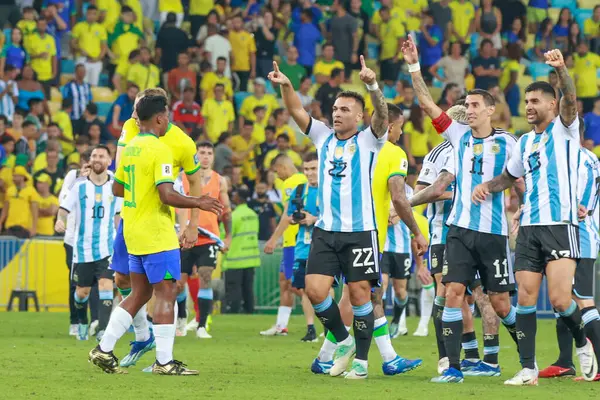 Rio Janeiro 2023 Argentina Laget Firar Segern Match Mellan Brasilien — Stockfoto