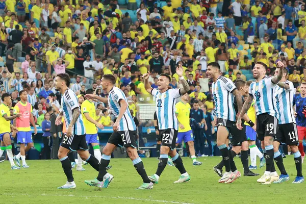 Rio Janeiro 2023 Argentina Laget Firar Segern Match Mellan Brasilien — Stockfoto
