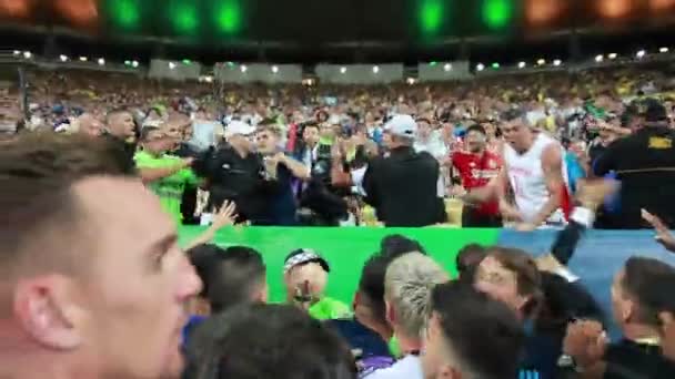 Lucha Entre Policía Los Fans Brasil Argentina Estadio Maracana Durante — Vídeos de Stock