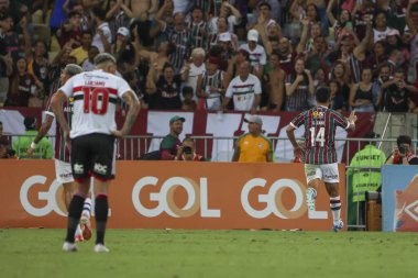 RIO DE JANEIRO (RJ), Brezilya 11 / 22 / 2023 - Fluminense 'den Alman Kanosu golünü atıyor ve Brezilya Futbol Şampiyonası' nın otuz ikinci turunda Fluminense x Sao Paulo arasındaki maçta golünü kutluyor.