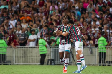 RIO DE JANEIRO (RJ), Brezilya 11 / 22 / 2023 - Fluminense 'den Alman Kanosu golünü atıyor ve Brezilya Futbol Şampiyonası' nın otuz ikinci turunda Fluminense x Sao Paulo arasındaki maçta golünü kutluyor.