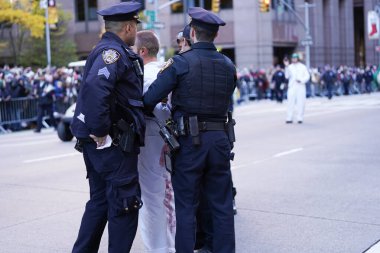 Macy 'nin Şükran Günü Geçidi' nde protesto. 23 Kasım 2023, New York, ABD: Bu sabah saat 10: 00 sıralarında Macy 'nin Şükran Günü Geçidi sırasında, birkaç kişi sokağın ortasında bir protesto gösterisi düzenledi.. 