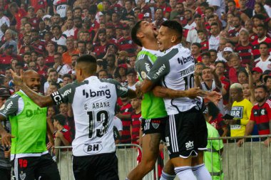 Rio de Janeiro (RJ), Brezilya 11 / 29 / 2023 - Atletico MG 'den Paulinho' nun golünün kutlanması - Flamengo ile Atletico MG arasındaki maç, Mario Stadyumu Filho 'da düzenlenen 36.