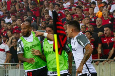 Rio de Janeiro (RJ), Brezilya 11 / 29 / 2023 - Atletico MG 'den Paulinho' nun golünün kutlanması - Flamengo ile Atletico MG arasındaki maç, Mario Stadyumu Filho 'da düzenlenen 36.