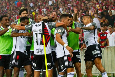 Rio de Janeiro (RJ), Brezilya 11 / 29 / 2023 - Atletico MG 'den Paulinho' nun golünün kutlanması - Flamengo ile Atletico MG arasındaki maç, Mario Stadyumu Filho 'da düzenlenen 36.
