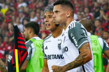 Rio de Janeiro (RJ), Brezilya 11 / 29 / 2023 - Atletico MG 'den Paulinho' nun golünün kutlanması - Flamengo ile Atletico MG arasındaki maç, Mario Stadyumu Filho 'da düzenlenen 36.