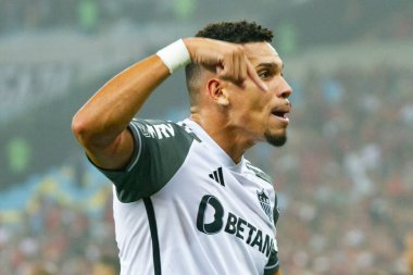 Rio de Janeiro (RJ), Brezilya 11 / 29 / 2023 - Atletico MG 'den Paulinho' nun golünün kutlanması - Flamengo ile Atletico MG arasındaki maç, Mario Stadyumu Filho 'da düzenlenen 36.