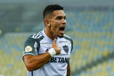 Rio de Janeiro (RJ), Brezilya 11 / 29 / 2023 - Atletico MG 'den Paulinho' nun golünün kutlanması - Flamengo ile Atletico MG arasındaki maç, Mario Stadyumu Filho 'da düzenlenen 36.