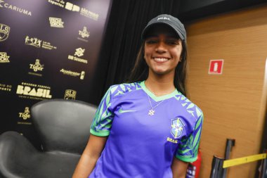 Sao Paulo (SP), Brezilya 11 / 30 / 2023 - Basın toplantısına sporcular Rayssa Leal, Felipe Gustavo ve Torey Pudwill ile Matt Rodriguez katıldı 