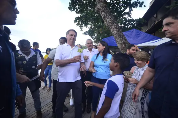 巴西Natal 2023 巴西前总统Jair Bolsonaro周四 30日 在纳塔尔国际机场着陆 访问了该市部分地区 并会见了支持者 — 图库照片