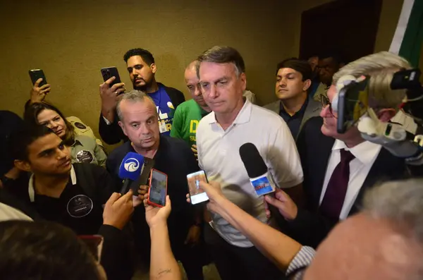 Natal Brazylia 2023 Były Prezydent Brazylii Jair Bolsonaro Wylądował Lotnisku — Zdjęcie stockowe