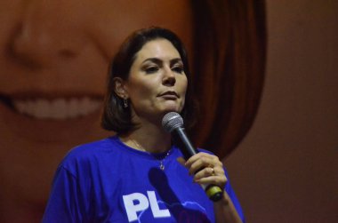 NATAL (RN), Brezilya 02 / 12 / 2023 - Brezilya 'nın eski cumhurbaşkanı Jair Bolsonaro, Parnamirim-RN' de vatandaşlık unvanını aldı ve eşi Michellle Bolsonaro ile birlikte bir PL Mulher etkinliğinde eyalet turnesine son verdi. (F