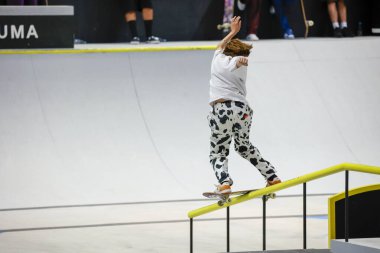 Sao Paulo (SP), Brezilya 12 / 02 / 2023 - Aoi Uemura Sokak Pateni Dünya Ligi Finali, SLS Super Crown Dünya Şampiyonası, Super Crown SLS Skateboard finalinde bayanlar ön eleme maçı 