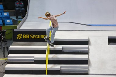 Sao Paulo (SP), Brezilya 12 / 02 / 2023 - Roos Zwetsloot Sokak Pateni Dünya Ligi Finali, SLS Super Crown Dünya Şampiyonası, Super Crown SLS Skateboard finalinde bayanlar eleme turu 