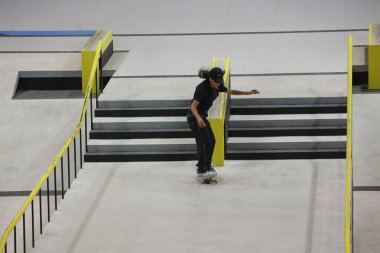 Sao Paulo (SP), Brezilya 12 / 02 / 2023 - Rayssa Leal, Super Crown SLS Skateboard finalinde Dünya Sokak Pateni Ligi, SLS Süper Crown Dünya Şampiyonası 'na hak kazandı. 