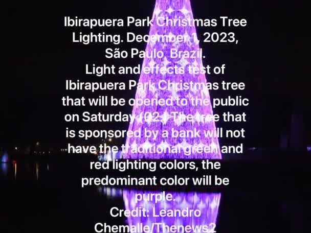 Sao Paulo Brazil 2023 Light Effects Test Christmas Tree Ibirapuera — Stock Video