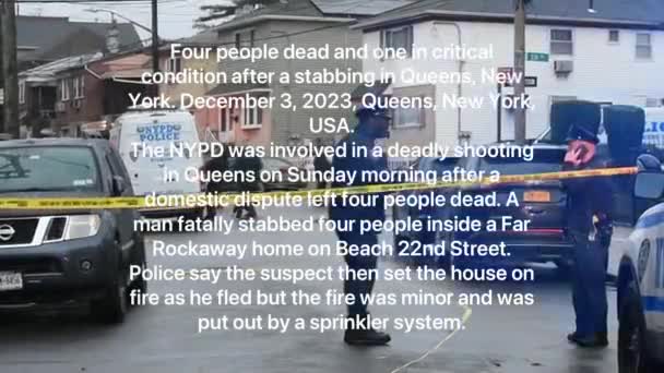 Quatro Pessoas Mortas Uma Estado Crítico Depois Esfaquear Queens New — Vídeo de Stock
