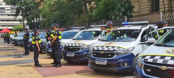 Sao Paulo Brezilya 2023 Police Reinforce Sao Paulo Nun Orta — Stok fotoğraf