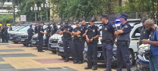 Sao Paulo Brésil 2023 Police Renforcé Police Renforcée Sur Sao — Photo