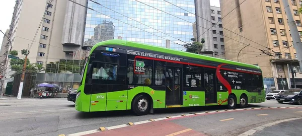 Sao Paulo Brazil 2023 Onibus Eletricos Electric Buses Transport Sao — Stock Photo, Image