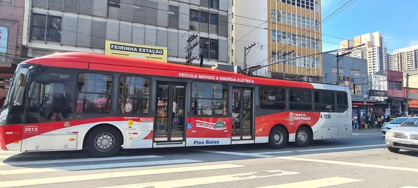 Сао Паулу Бразилия 2023 Onibus Eletricos Absolu Электрические Автобусы Транспорте — стоковое фото