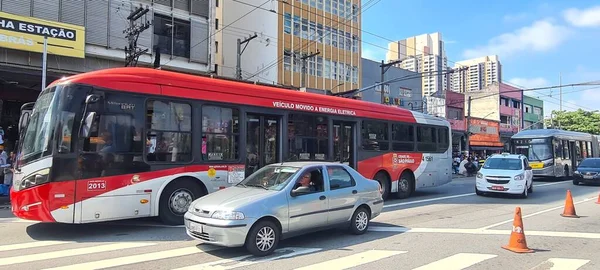 Sao Paulo Brasil 2023 Onibus Eletricos Autobuses Eléctricos Transporte Sao — Foto de Stock
