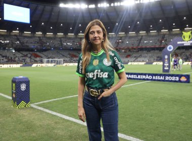 Belo Horizonte (MG), 12 / 06 / 2023 - Cruzeiro ile Palemeiras arasında oynanan maçtan önce Palmeiras Leila Pereira cumhurbaşkanı 2023 Brezilya Şampiyonası 'nın 38. ve son turu için geçerli
