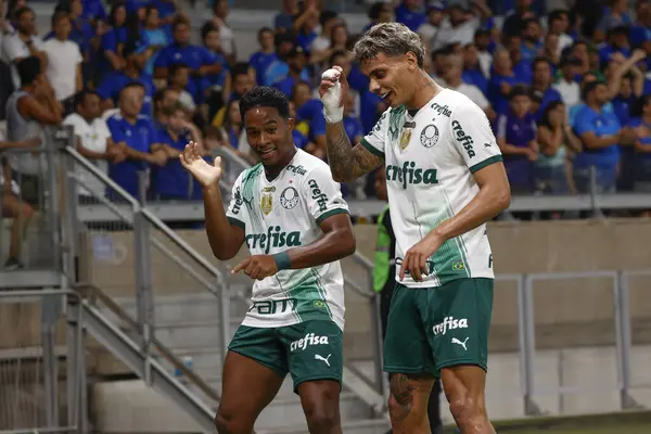 Belo Horizonte 2023 Endrick Von Palmeiras Erzielt Und Feiert Sein — Stockfoto