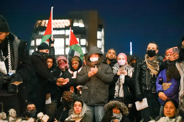 Palestijnse Protestanten Houden Een Wake Washington Square Park Voor Palestijnse — Stockfoto