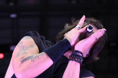 CURITIBA (PR), Brazil 12 / 09 / 2023 - Şarkıcı ve besteci Paulo Ricardo, Pedreira Paulo Leminski 'deki bir diğer Prime Rock Brasil Curitiba Sahnesi' nde, bu öğleden sonra (9)). 