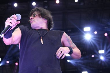 CURITIBA (PR), Brazil 12 / 09 / 2023 - Şarkıcı ve besteci Paulo Ricardo, Pedreira Paulo Leminski 'deki bir diğer Prime Rock Brasil Curitiba Sahnesi' nde, bu öğleden sonra (9)). 