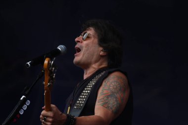 CURITIBA (PR), Brazil 12 / 09 / 2023 - Şarkıcı ve besteci Paulo Ricardo, Pedreira Paulo Leminski 'deki bir diğer Prime Rock Brasil Curitiba Sahnesi' nde, bu öğleden sonra (9)). 