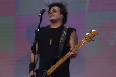 CURITIBA (PR), Brazil 12 / 09 / 2023 - Şarkıcı ve besteci Paulo Ricardo, Pedreira Paulo Leminski 'deki bir diğer Prime Rock Brasil Curitiba Sahnesi' nde, bu öğleden sonra (9)). 