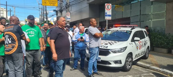 Sao Paulo Brasil 2023 Policía Inaugura Sindicato Conductores Transporte Sao —  Fotos de Stock