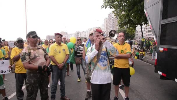 Rio Janeiro Brezilya 2023 Eski Cumhurbaşkanı Jair Bolsonaro Nun Destekçileri — Stok video