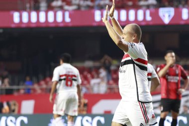 Sao Paulo (SP), 12 / 16 / 2023 - Sao Paulo 'lu Valber bu cumartesi (16) Morumbi Stadyumu' nda Sao Paulo FC X AC arasında oynanan karşılaşmada golünü atıyor ve kutluyor.). 