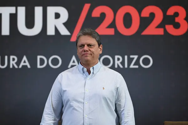 Sao Paulo Brazilië 2023 Gouverneur Van Sao Paulo Tarcisio Freitas — Stockfoto