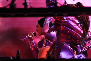 Meghan Thee Aygırı Times Meydanı 'nda yeni yıl arifesinde gösteri yapıyor. 31 Aralık 2023, New York, ABD: Amerikalı rapçi Megan Jovon Ruth Pete, bilinen adıyla Megan Thee Stallion, Houston, Teksas 'tan, yeni yıl arifesinde canlı performans sergiliyor.