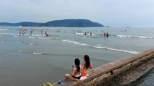 Santos 2023 Climate Heat Beaches Gelombang Panas Dan Akhir Tahun — Stok Foto