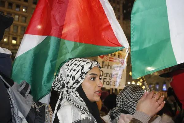 New Protesta Pro Palestina Durante Capodanno Davanti Macy Herald Square — Foto Stock