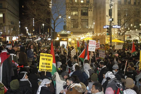 Nowość Protest Przeciwko Palestynie Sylwestra Przed Macy Placu Heralda Grudnia — Zdjęcie stockowe
