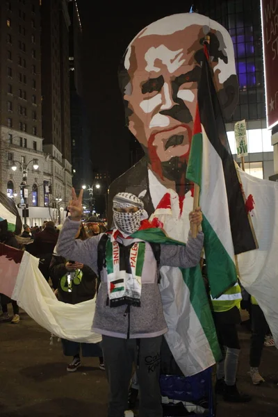 New Protesta Pro Palestina Durante Capodanno Davanti Macy Herald Square — Foto Stock