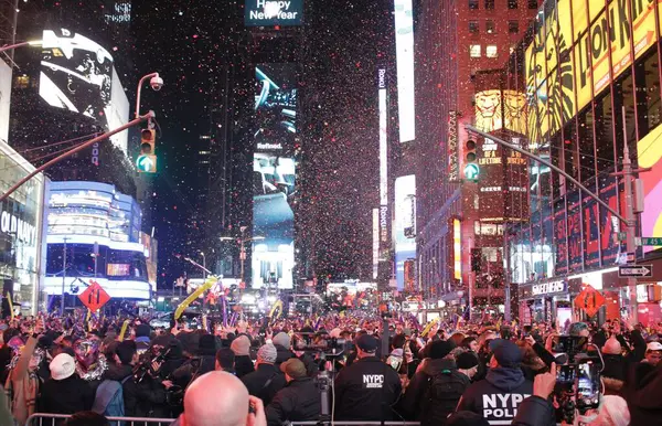Véspera Ano Novo Times Square Dezembro 2023 Nova York Eua — Fotografia de Stock